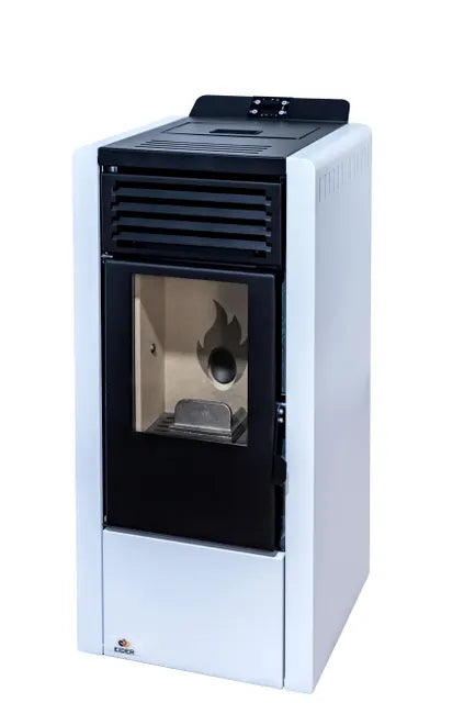 AURUM Pelletheizung 10 kW – Weiß – mit WLAN-Steuerung